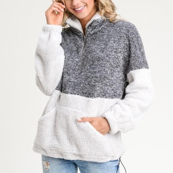 Two toned Fuzzy pullover sweater - Picture 2 of 2